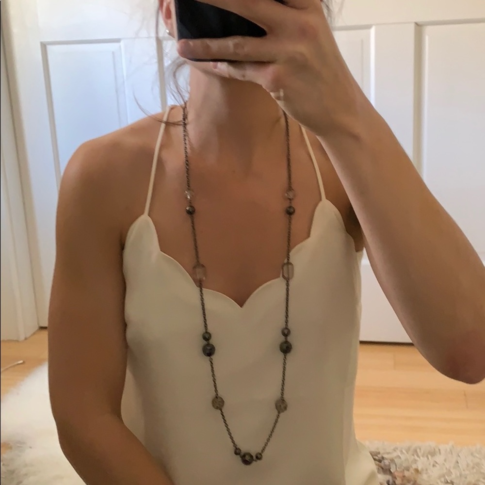 NY & Co long black gem necklace